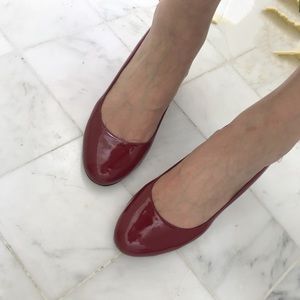 Red Cole Haaan wedge pumps